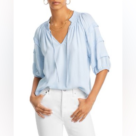 Rails Paris Light Vintage Top Ballon 3/4 Pleated Sleeve Smocked Neckline Medium2